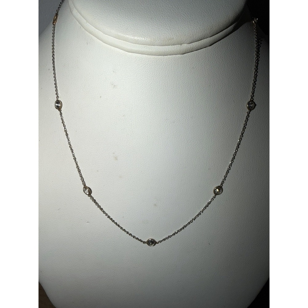 Bezel Set Cubic Zirconia Cz Necklace Sterling Silver 925 READ